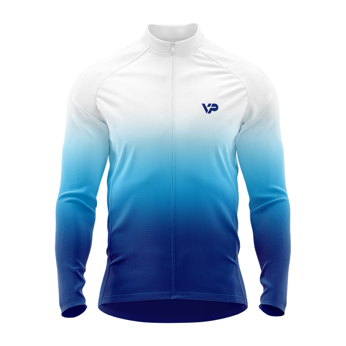 Blue Gradient Long Sleeve Cycling Jersey