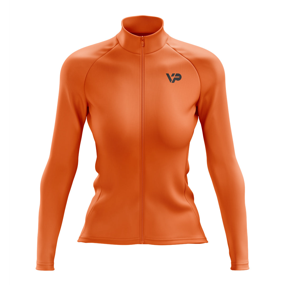 Women's Orange Long Sleeve Cycling Jersey