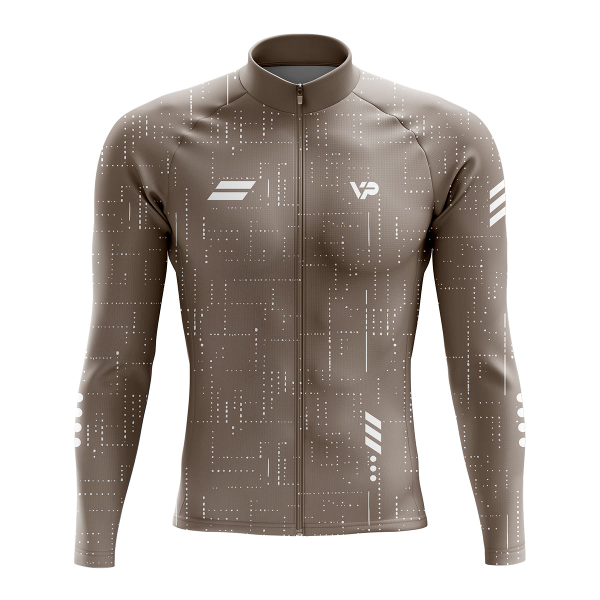 Mocha Brown Long Sleeve Cycling Jersey