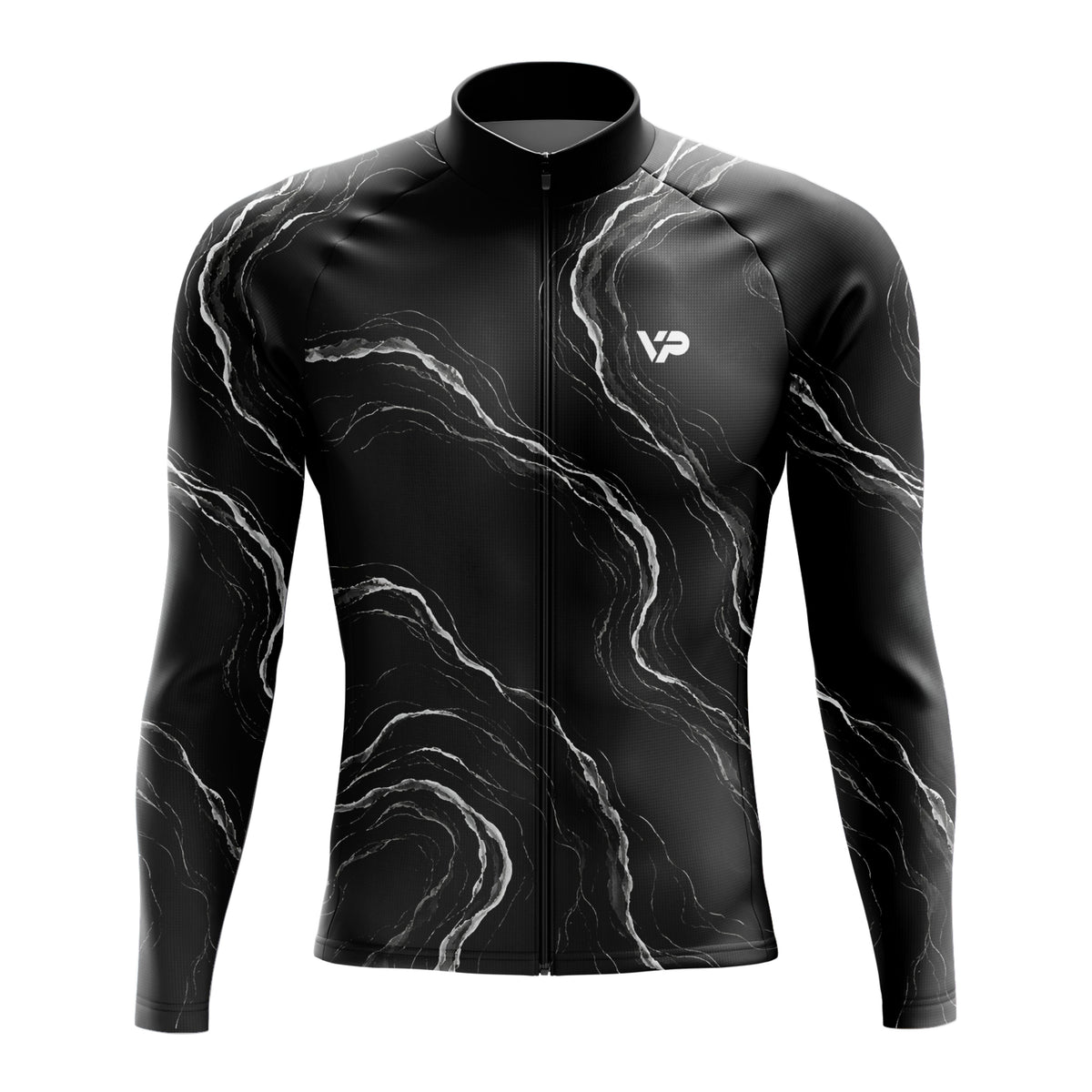Black Waves Long Sleeve Cycling Jersey