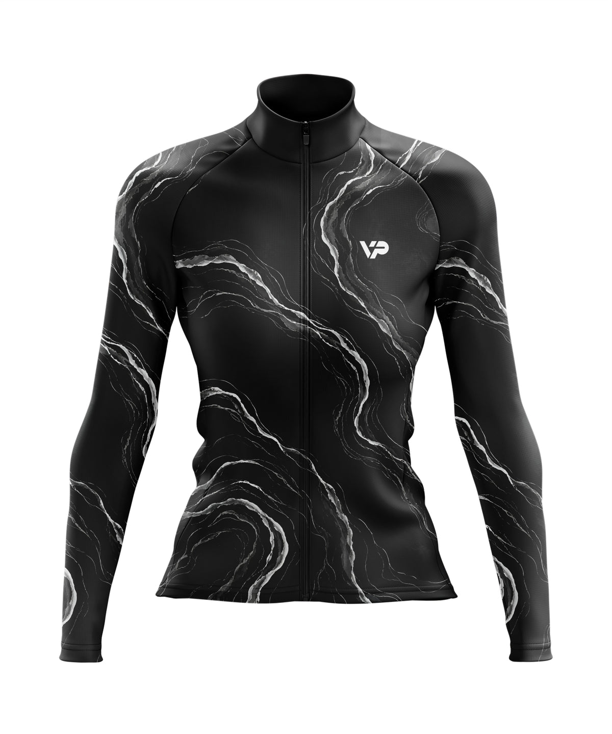 Women's Black Waves Long Sleeve Cycling Jersey