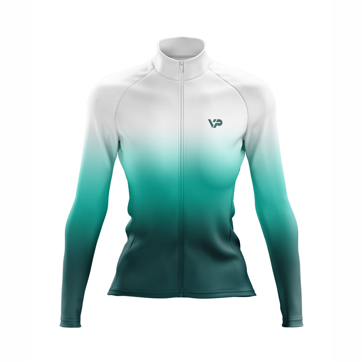 Women's Turquoise Gradient Long Sleeve Cycling Jersey
