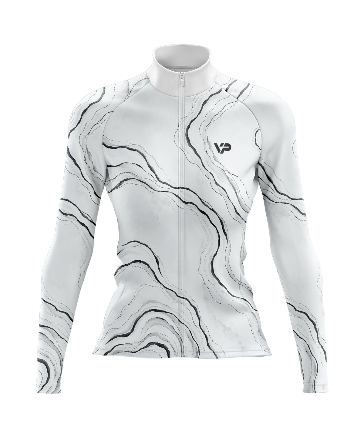 Women's White Waves Long Sleeve Cycling Jersey