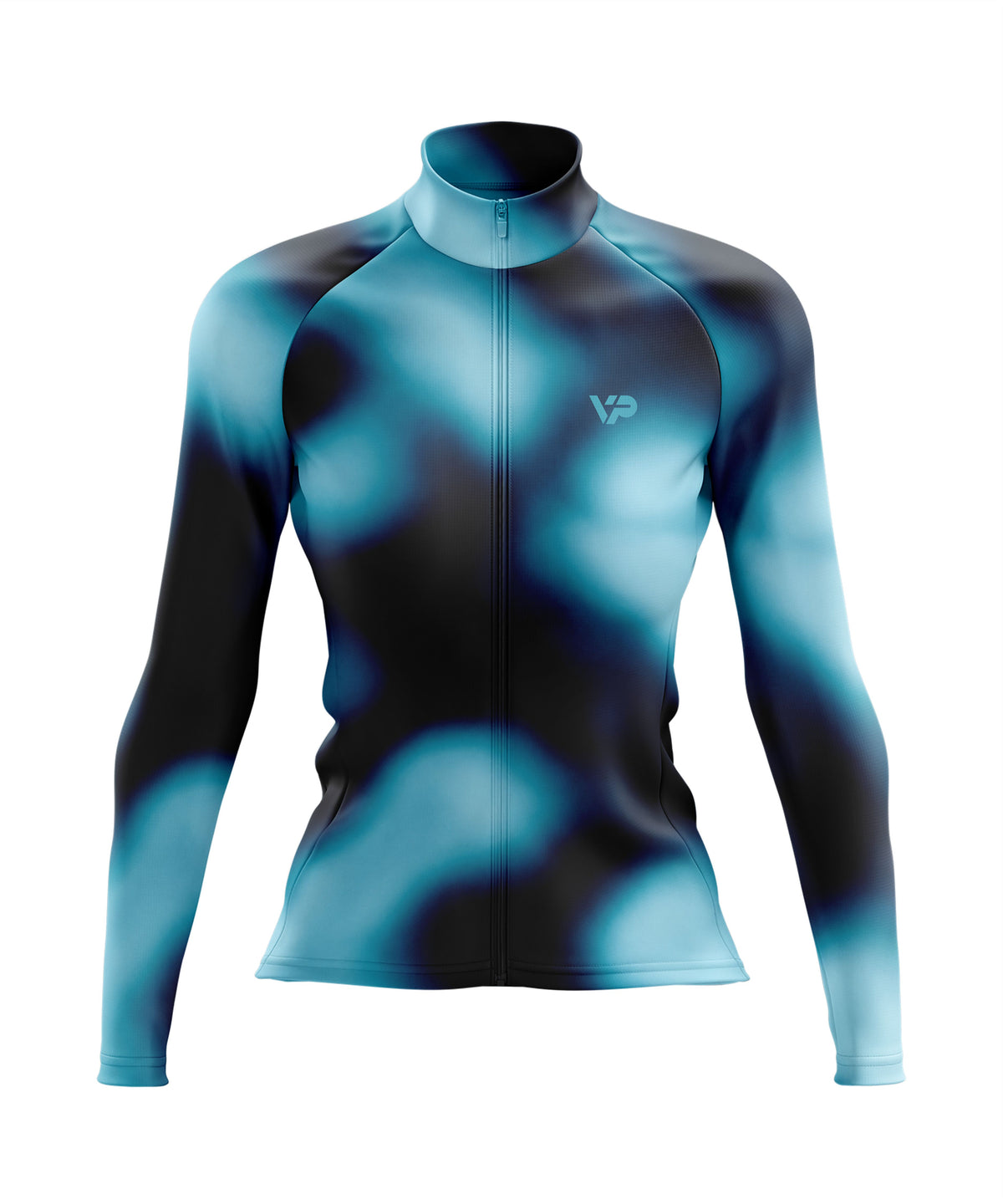 Women's Blue Gradient Long Sleeve Cycling Jersey