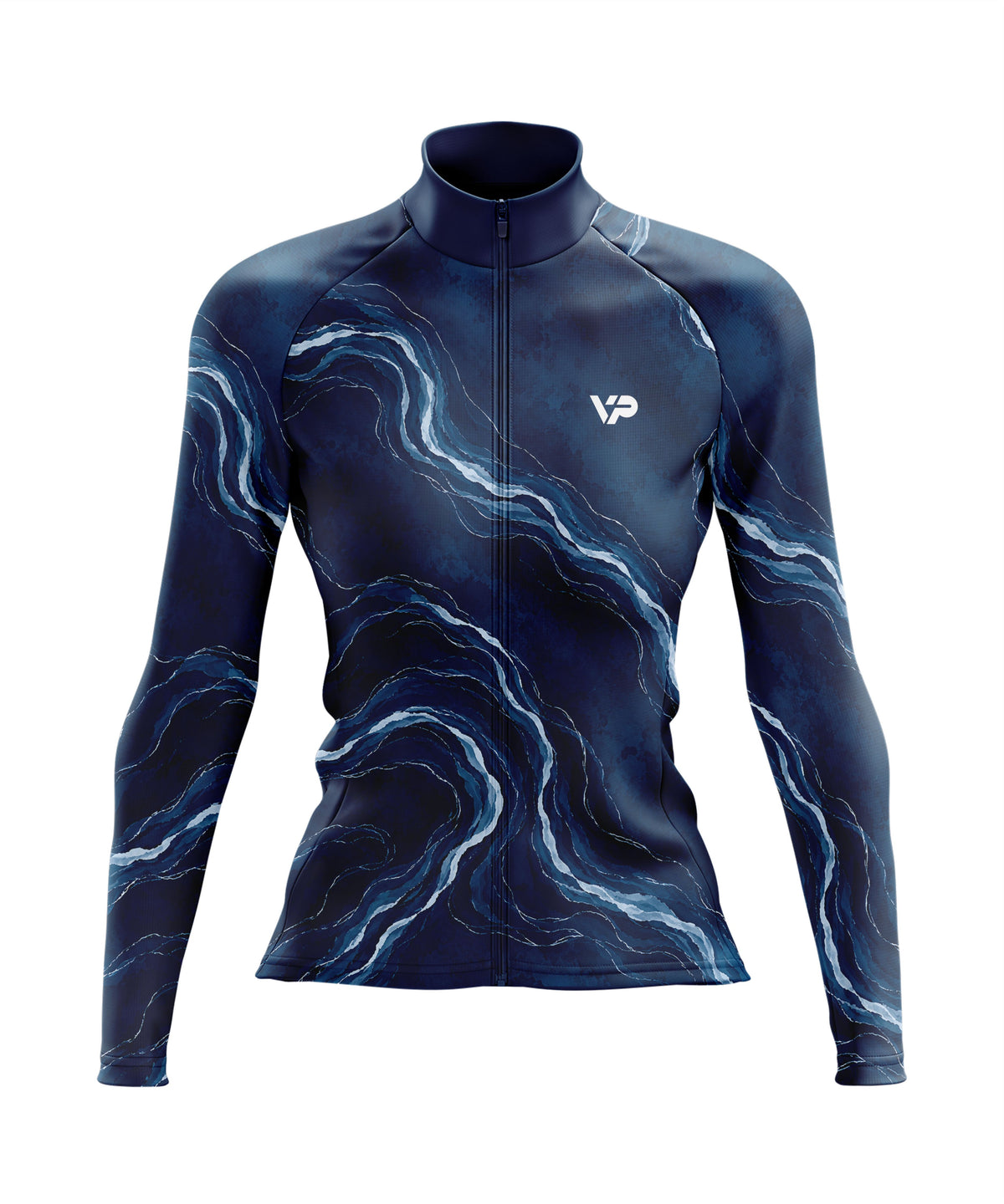 Women's Blue Waves Long Sleeve Cycling Jersey