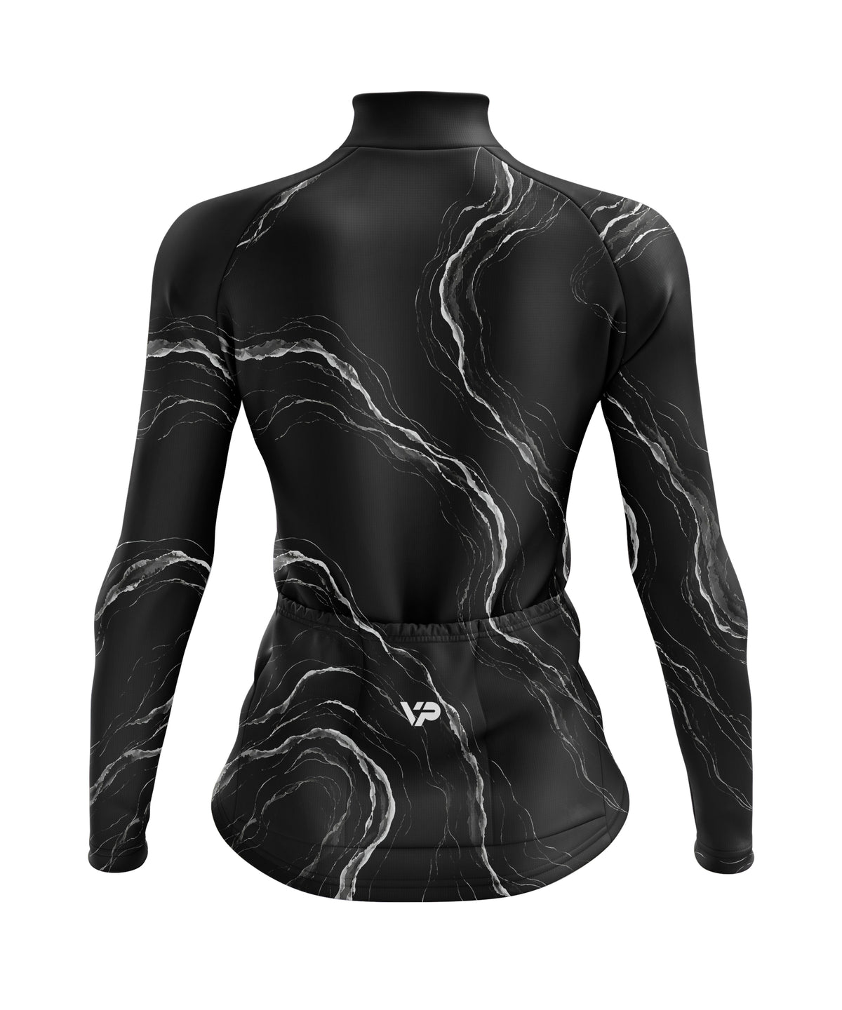 Women's Black Waves Long Sleeve Cycling Jersey