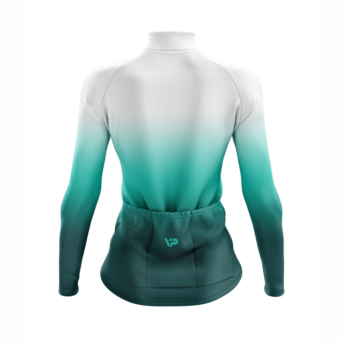 Women's Turquoise Gradient Long Sleeve Cycling Jersey