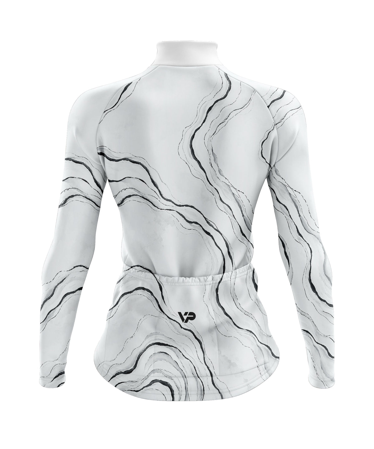 Women's White Waves Long Sleeve Cycling Jersey