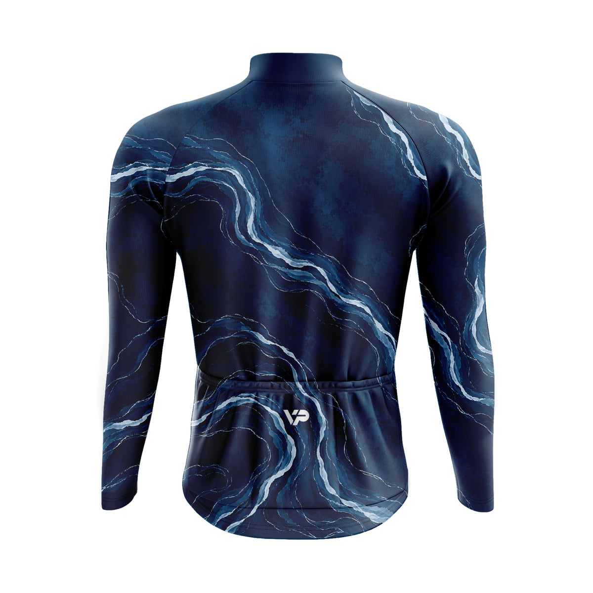 Blue Waves Long Sleeve Cycling Jersey