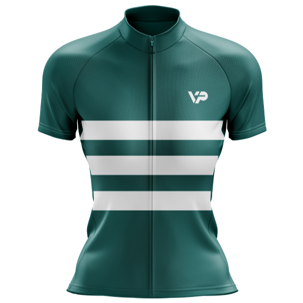 Women's Dark Green Lines Cycling Kit
