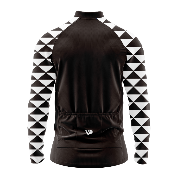 Black White Long Sleeve Cycling Jersey