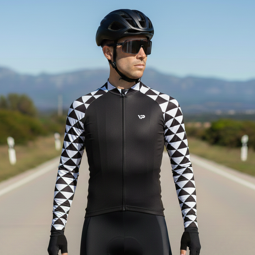 Black White Winter Cycling Jacket Thermo Fleece