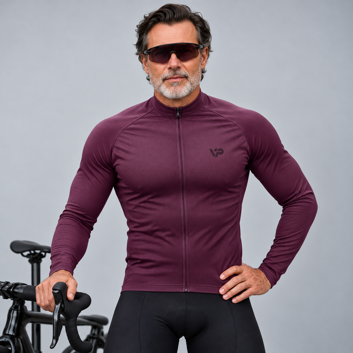 Burgundy Long Sleeve Cycling Jersey