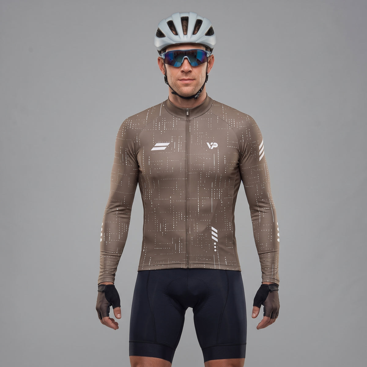 Mocha Brown Long Sleeve Cycling Jersey