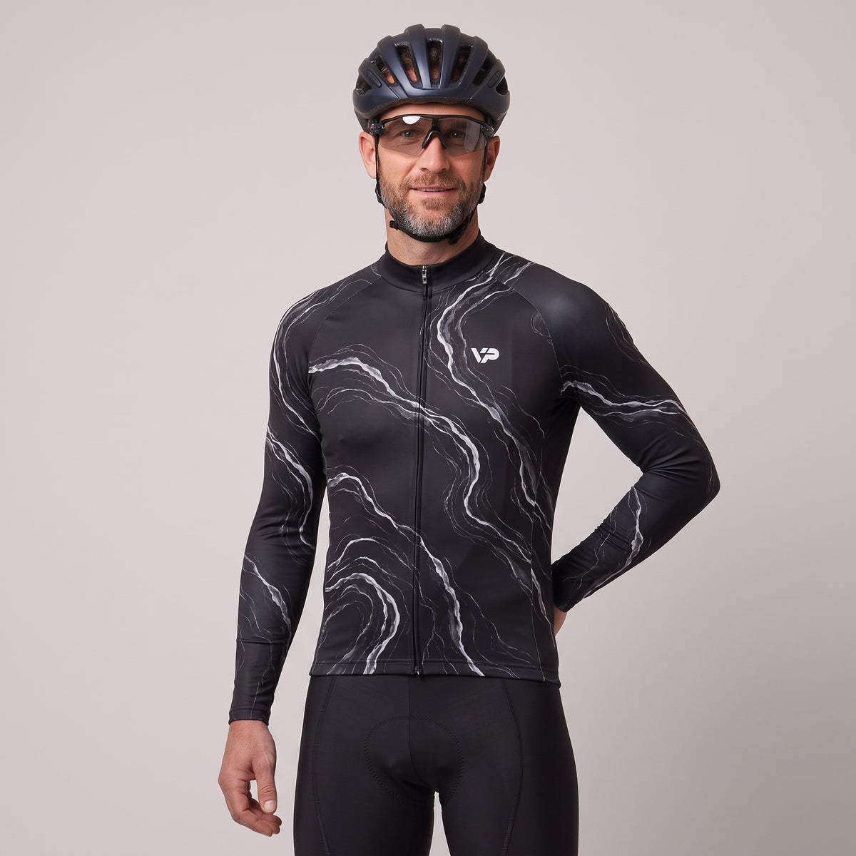 Black Waves Long Sleeve Cycling Jersey