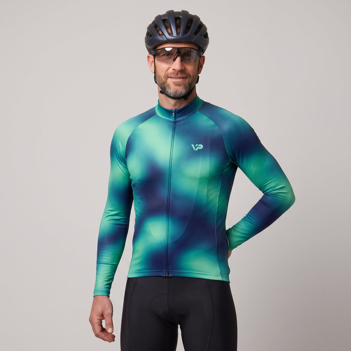 Teal Long Sleeve Cycling Jersey