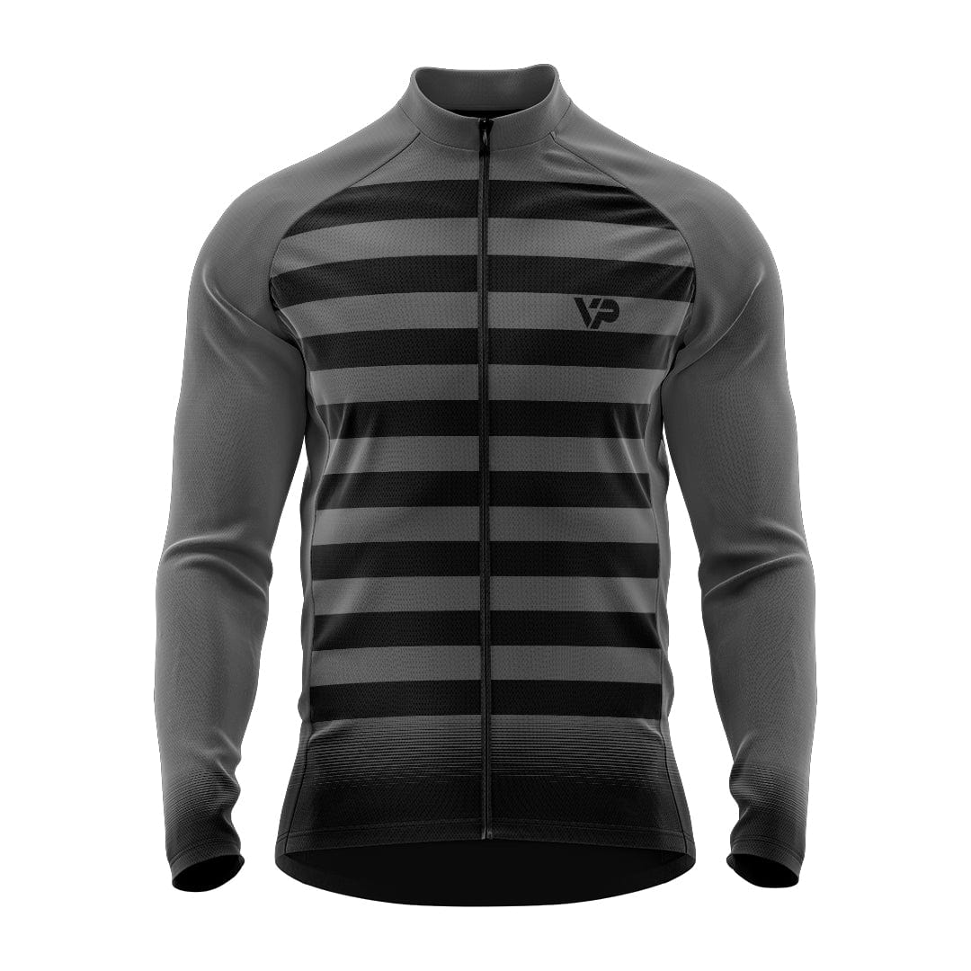 Grey Stripes Long Sleeve Cycling Jersey