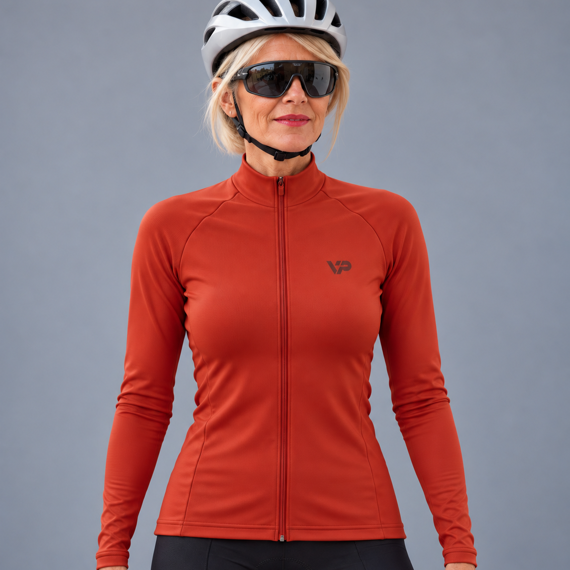 Orange -Gradient Langarm -Radsport -Trikot