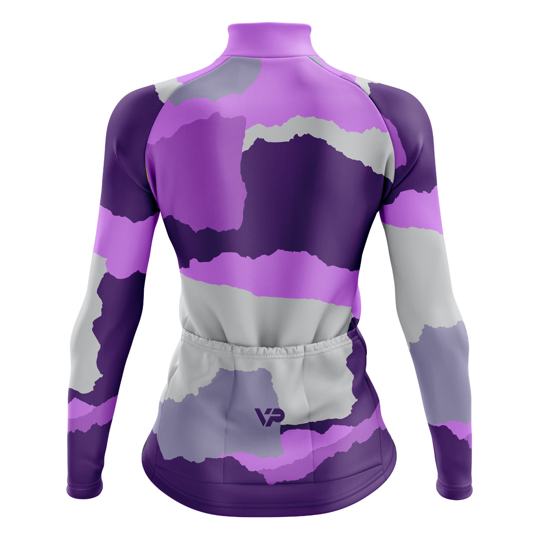 Women's Purple Long Sleeve Cycling Jersey W2
