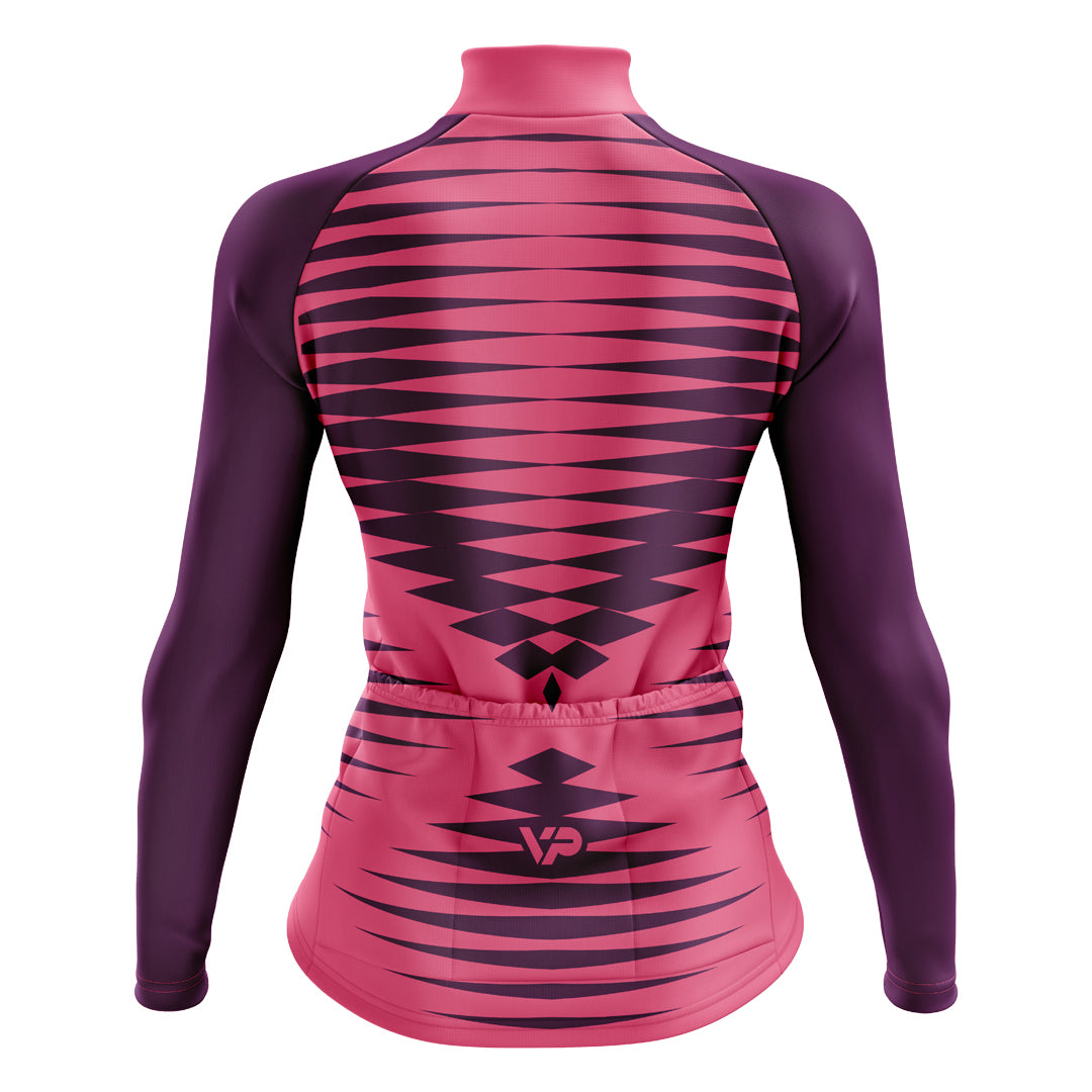 Women's Pink Long Sleeve Cycling Jersey