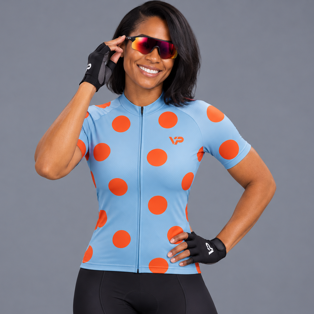 Women's Light Blue Dots Cycling Jersey