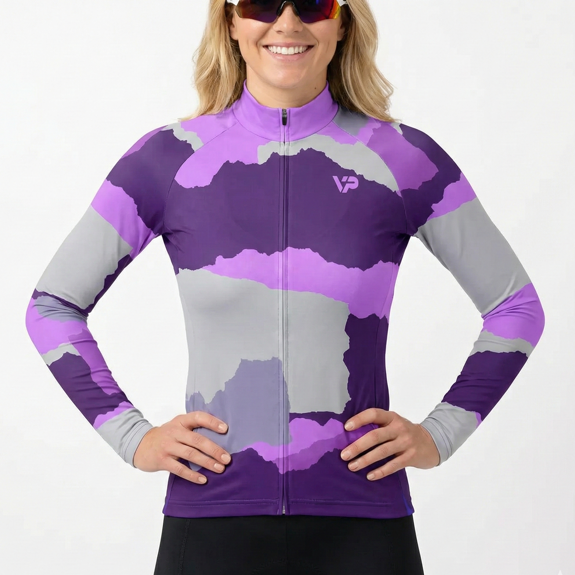 Women's Purple Long Sleeve Cycling Jersey W2