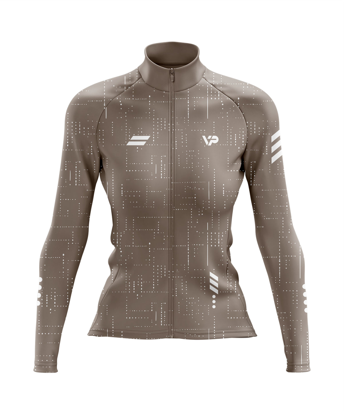 Women's Mocha Brown Long Sleeve Cycling Jersey-Victory Peak Cycling - 30% off now