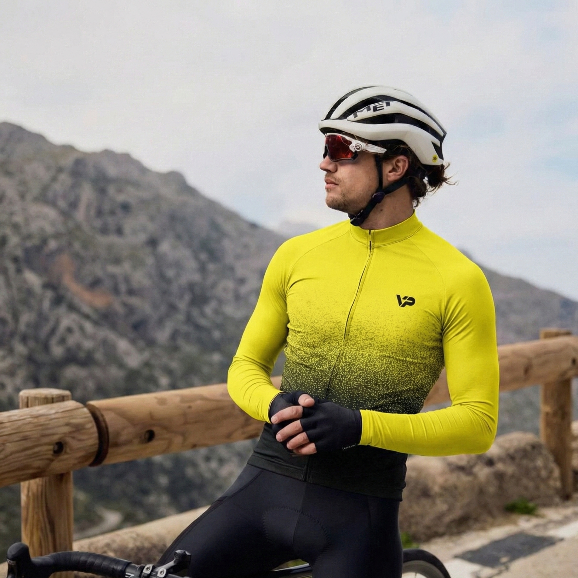 Yellow Gradient Long Sleeve Cycling Jersey