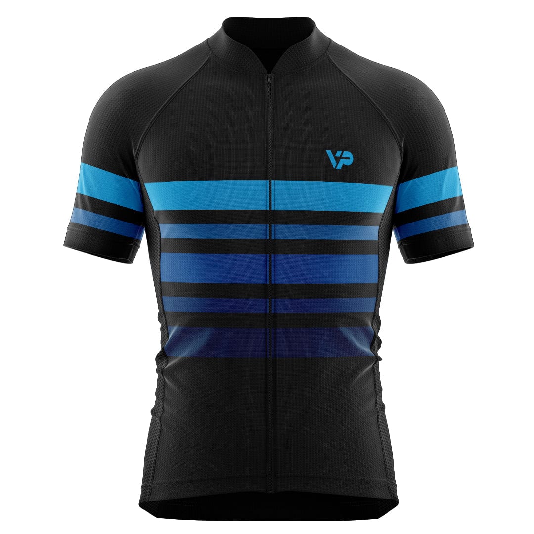 Black Cycling Jersey VP2 Blue Lines Victory Peak Cycling