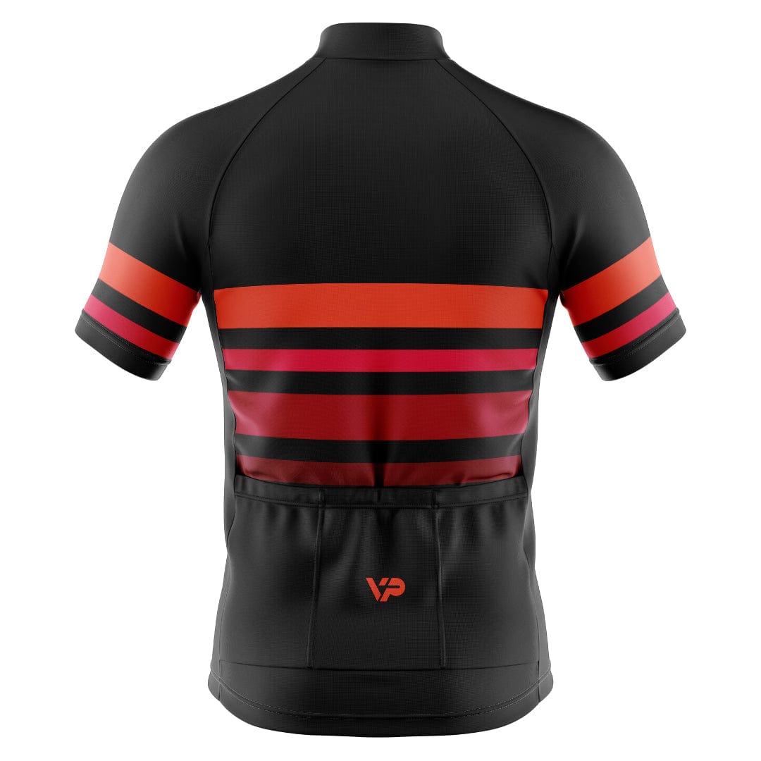 Victory Peak Best Mens Black Cycling Jersey VP2 Red Lines