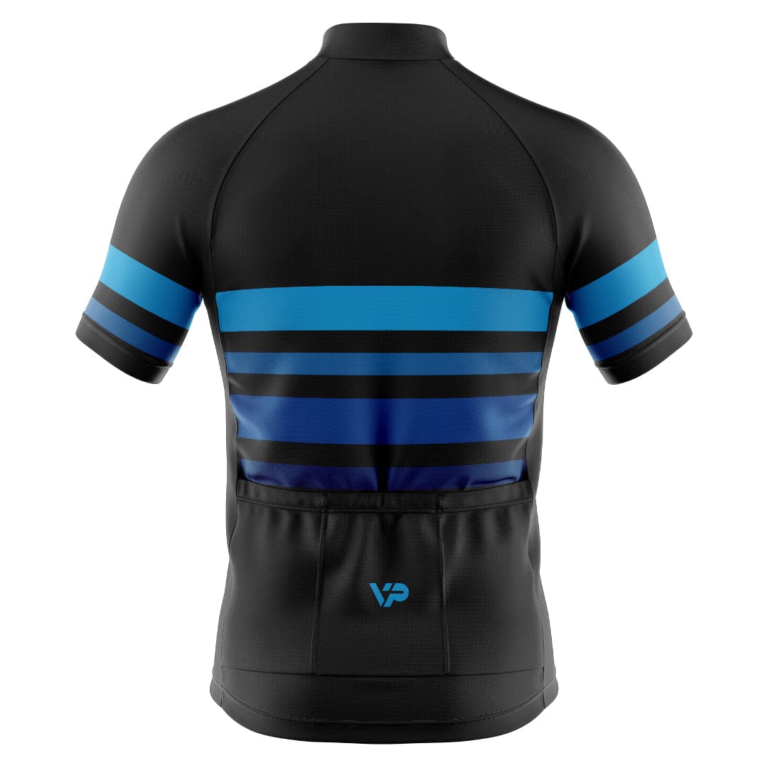 Victory Peak Best Mens Black Cycling Kit VP2 Blue Lines