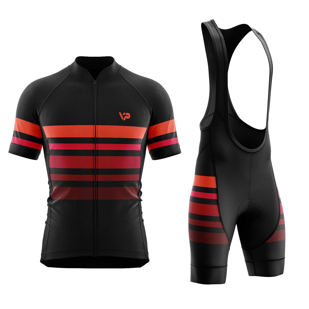 Black Cycling Kit VP2 Red Lines Victory Peak Cycling