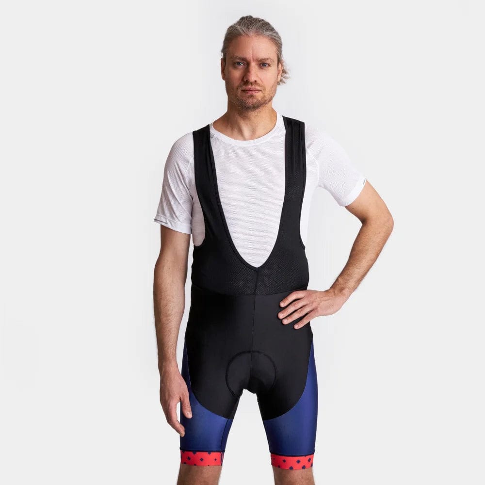 Blue Cycling Bib Shorts VP9 - Red Detail Victory Peak Cycling