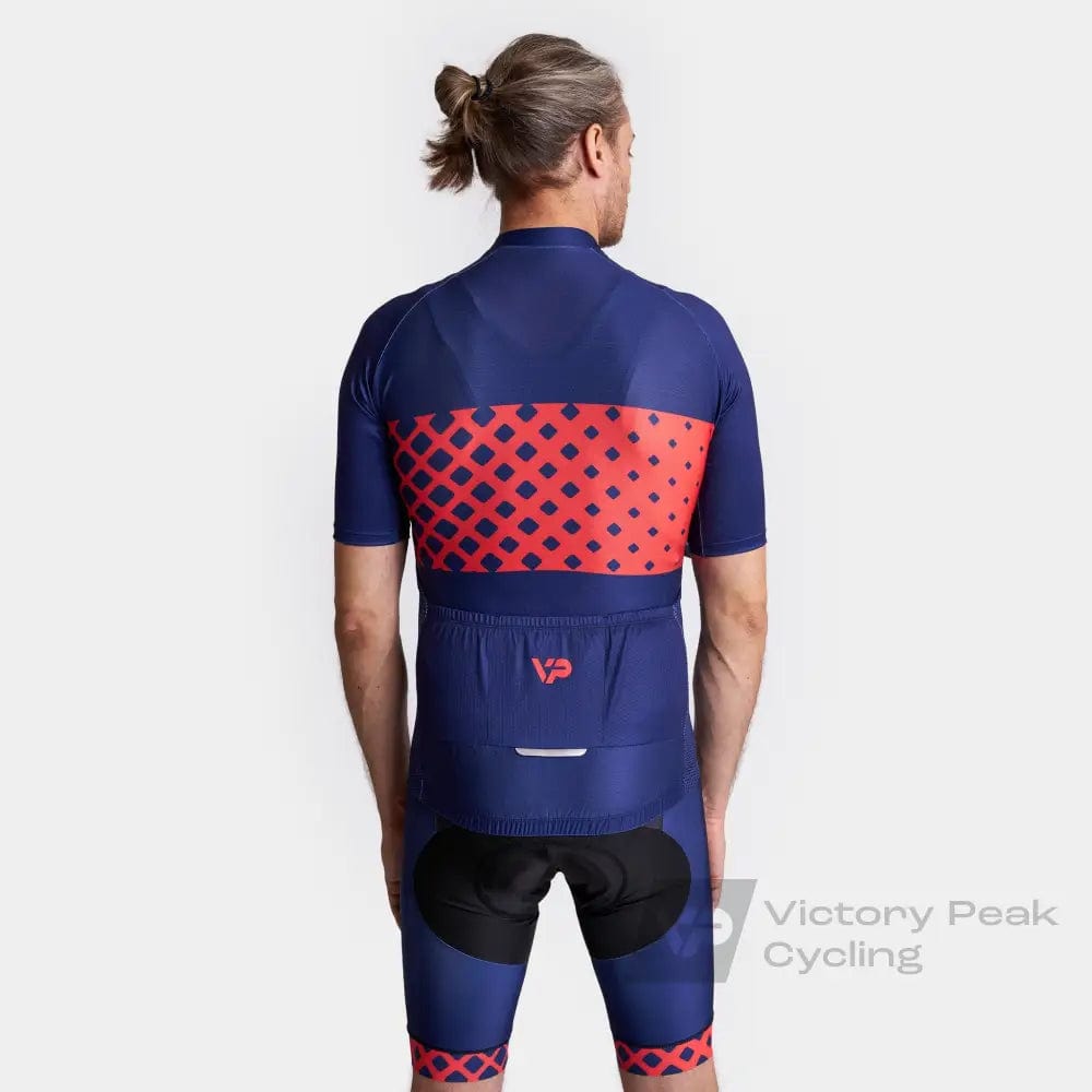 Victory Peak Best Mens Blue Cycling Kit VP9 - Red Detail