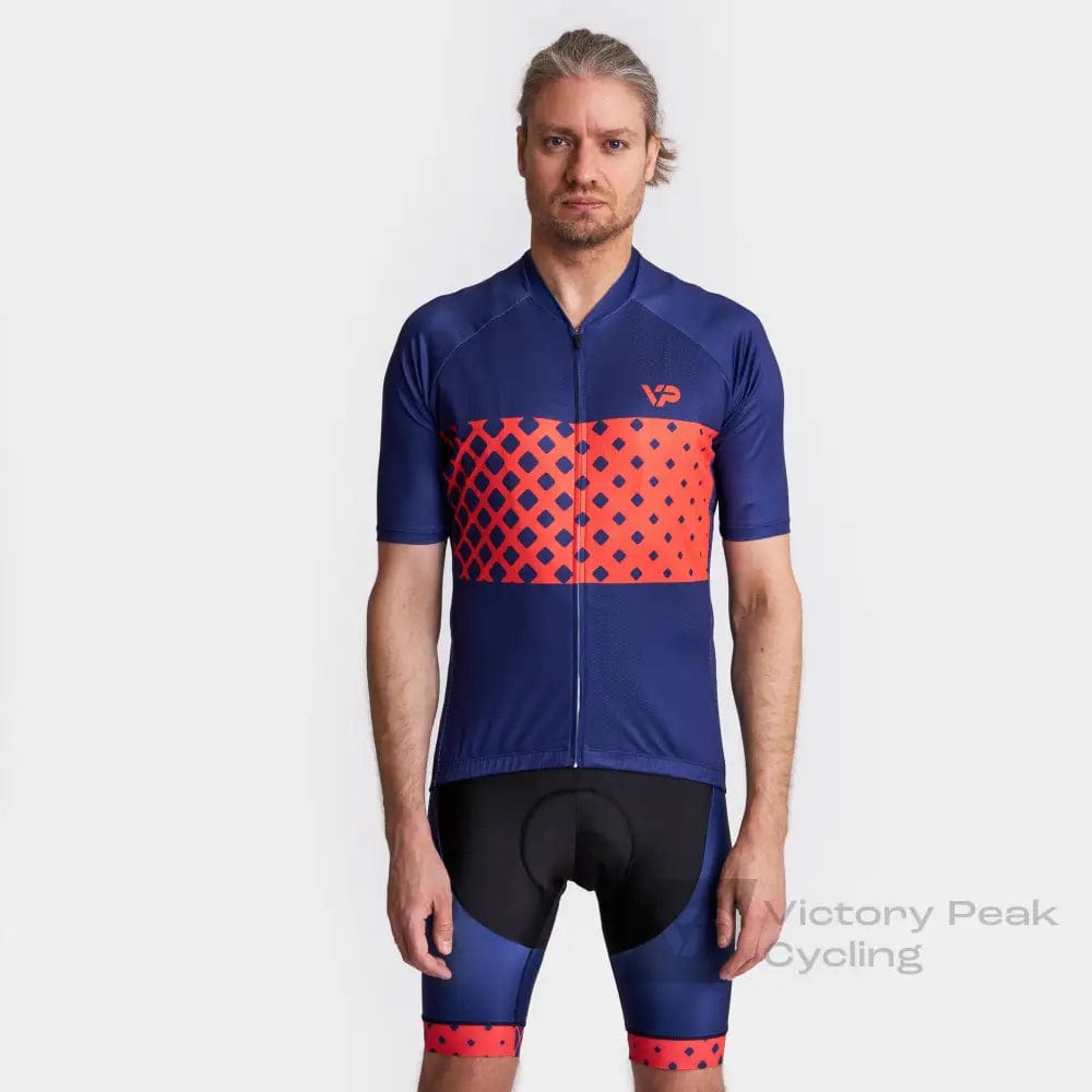 Victory Peak Best Mens Blue Cycling Kit VP9 - Red Detail