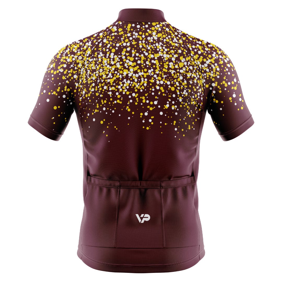 Victory Peak Best Mens Burgundy Dots Cycling Jersey