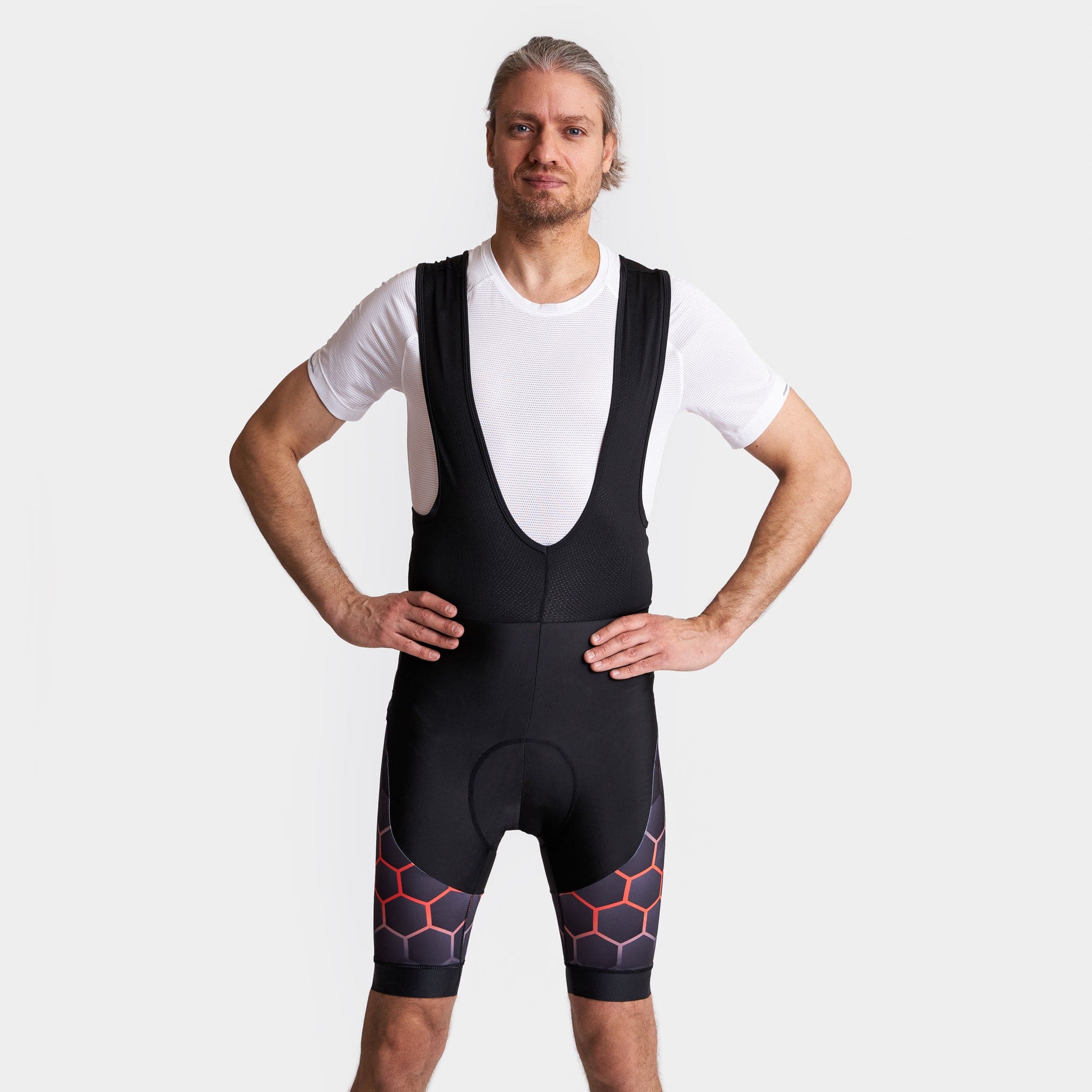 Hexagon Cycling Bib Shorts - Orange Victory Peak Cycling