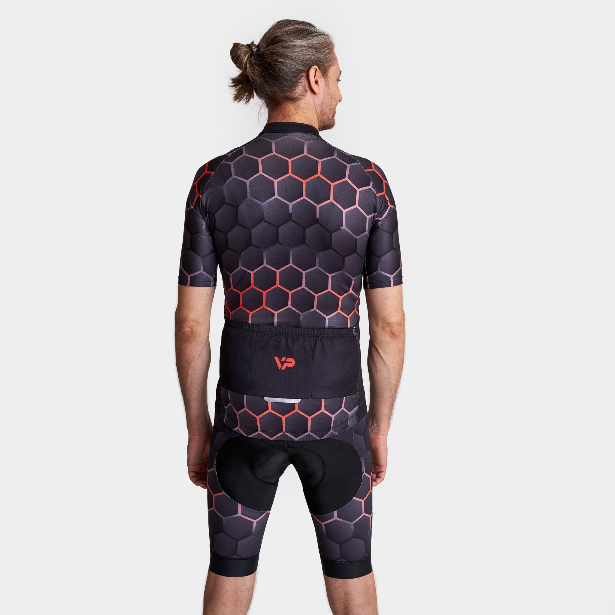 Victory Peak Best Mens Hexagon Cycling Bib Shorts - Orange