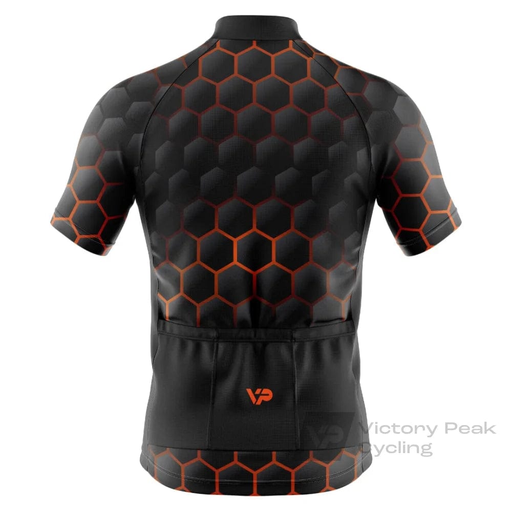 Victory Peak Best Mens Hexagon Cycling Jersey - Orange
