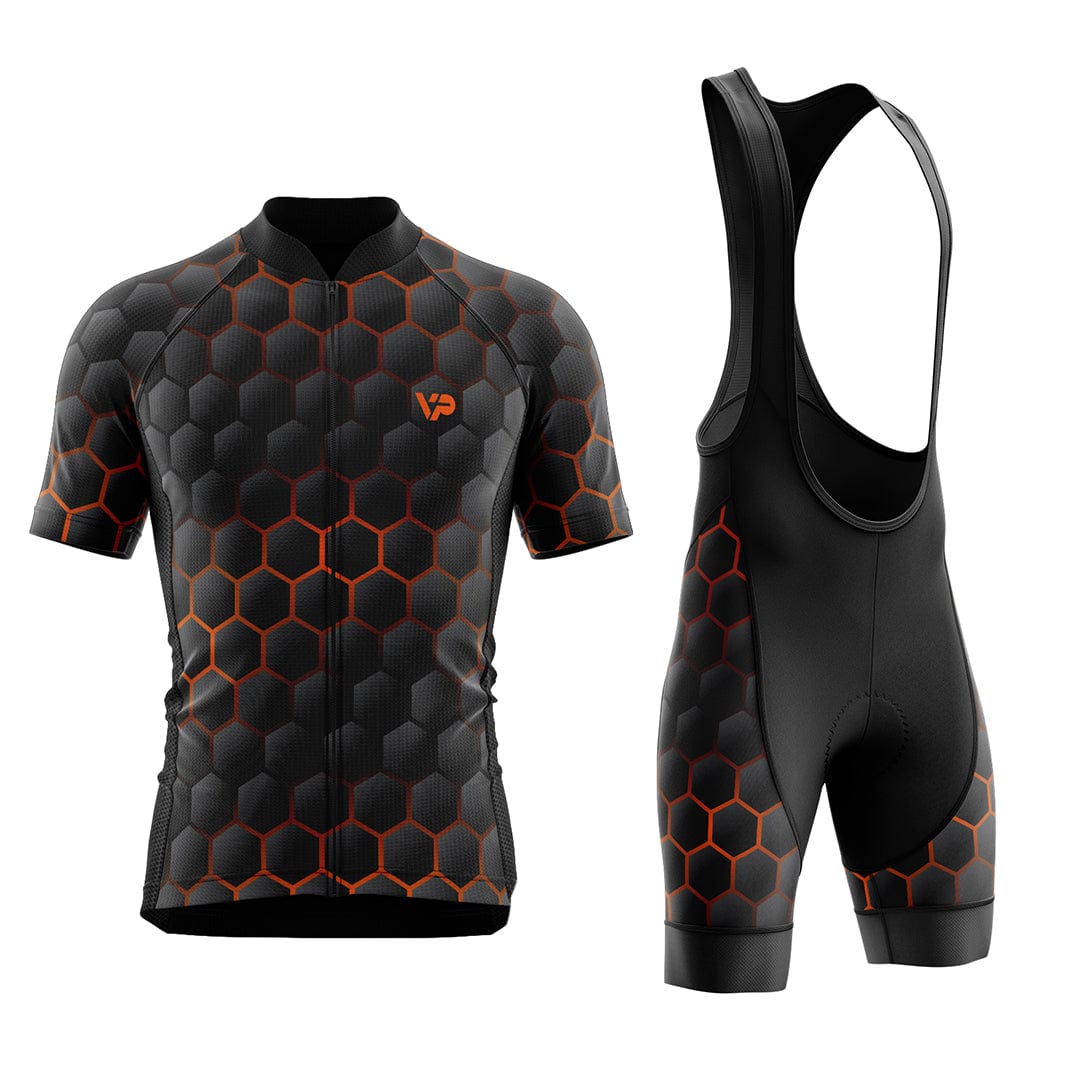 Victory Peak Best Mens Hexagon Cycling Kit - Orange
