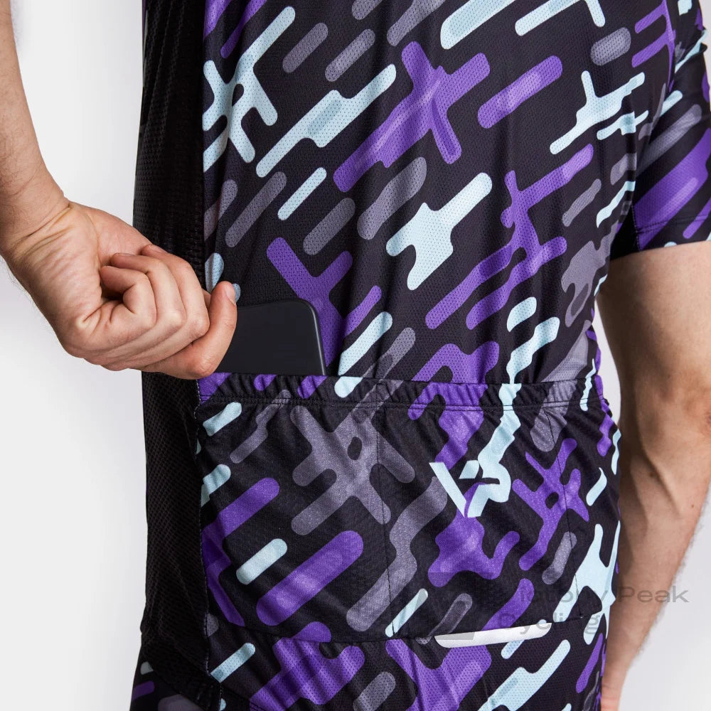 Victory Peak Best Mens Men Purple Pattern Cycling Jersey