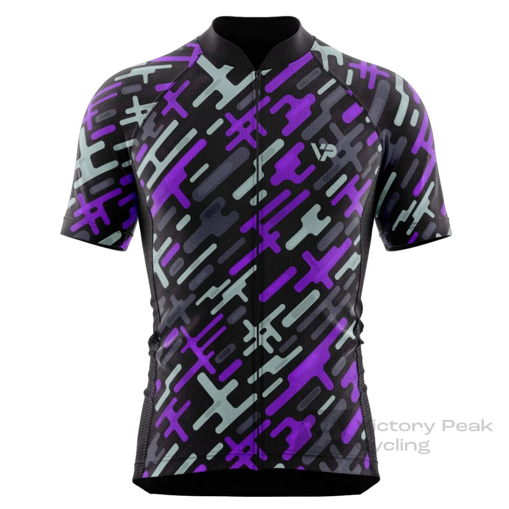 Victory Peak Best Mens Men Purple Pattern Cycling Jersey