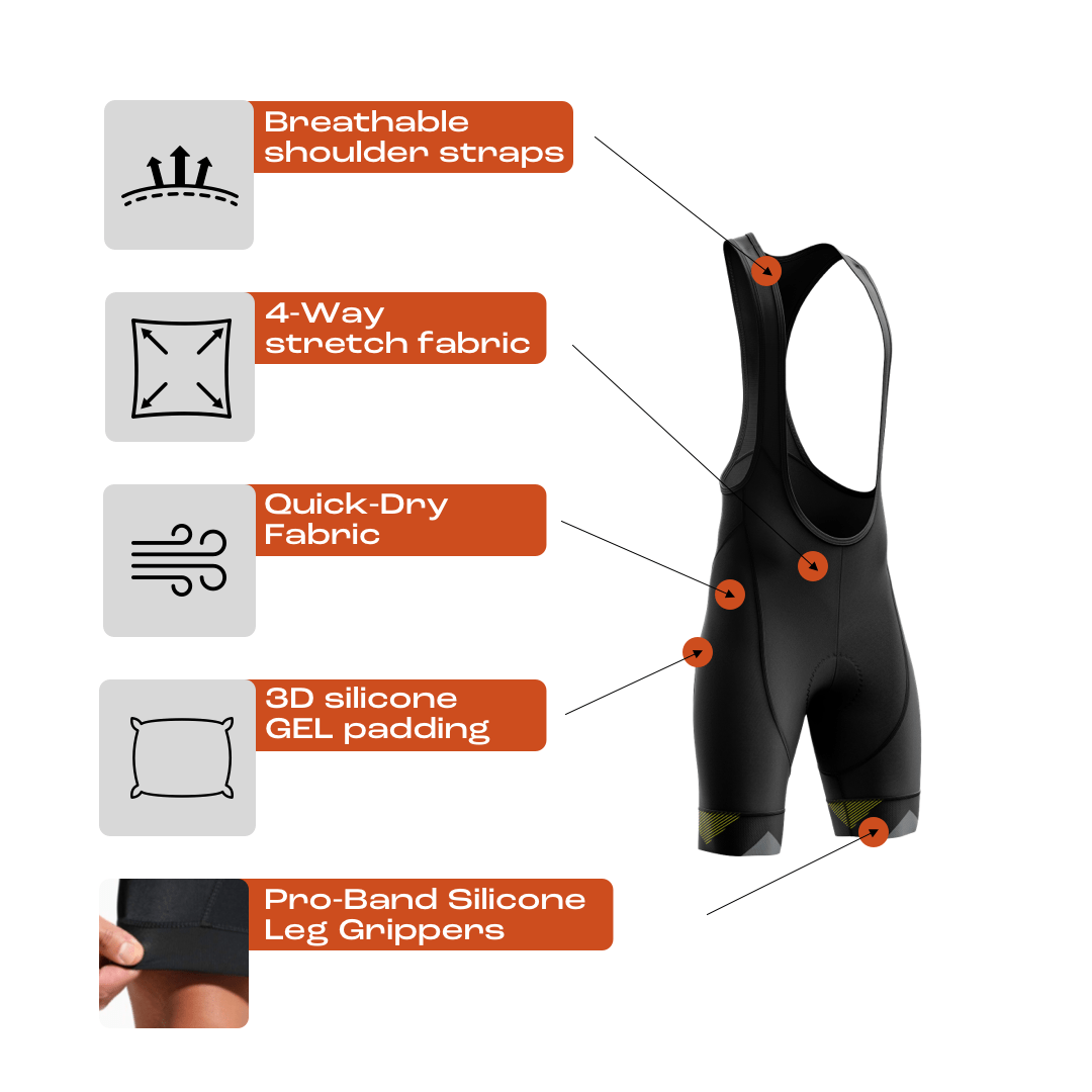 Victory Peak Best Mens Purple Pattern Cycling Bib Shorts