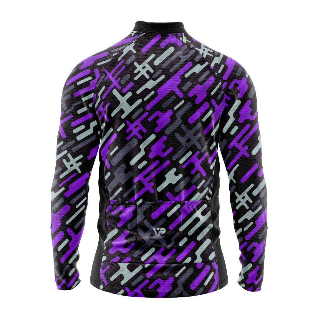 Victory Peak Best Mens Purple Pattern Long Sleeve Cycling Jersey