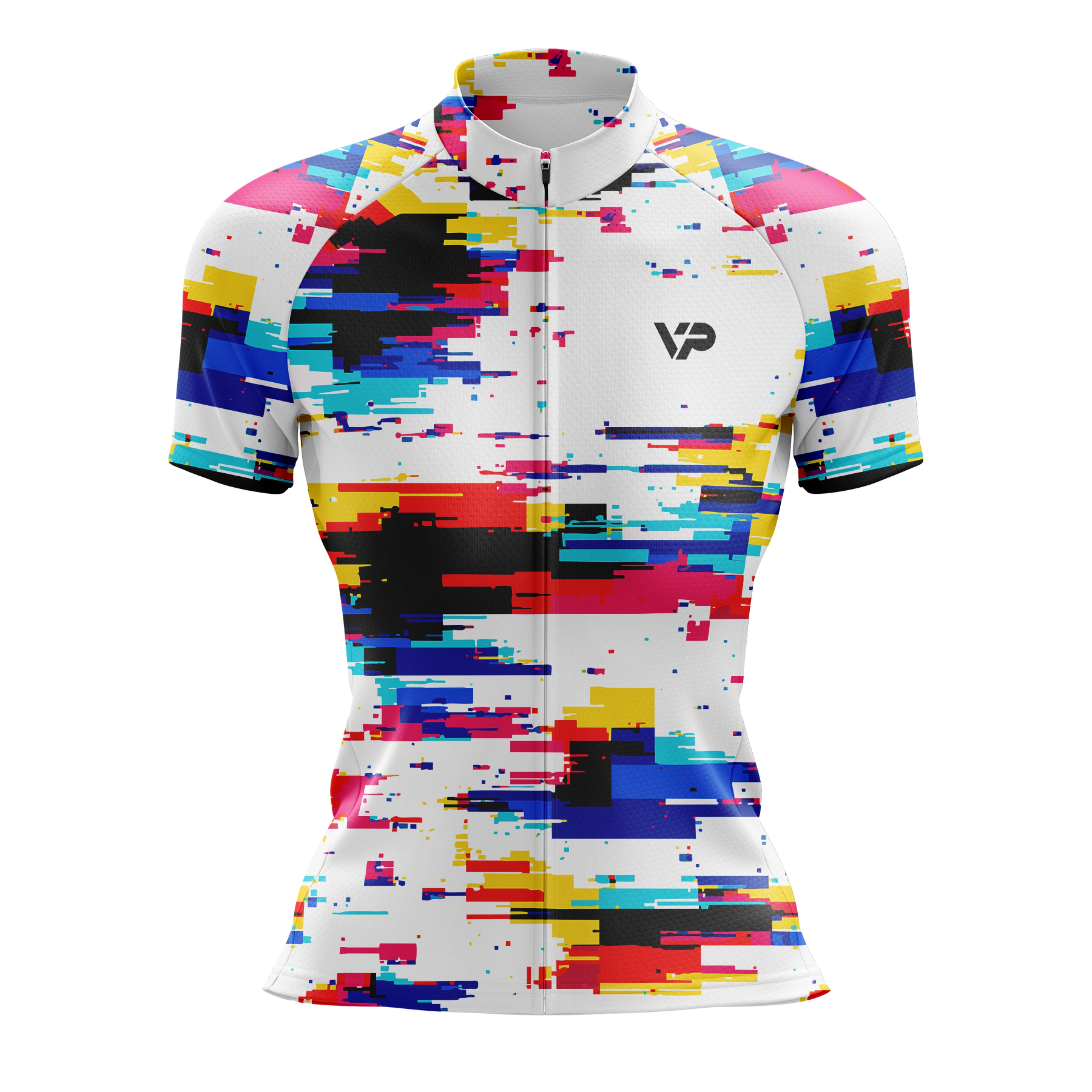 Women's White Pixel Cycling Jersey
