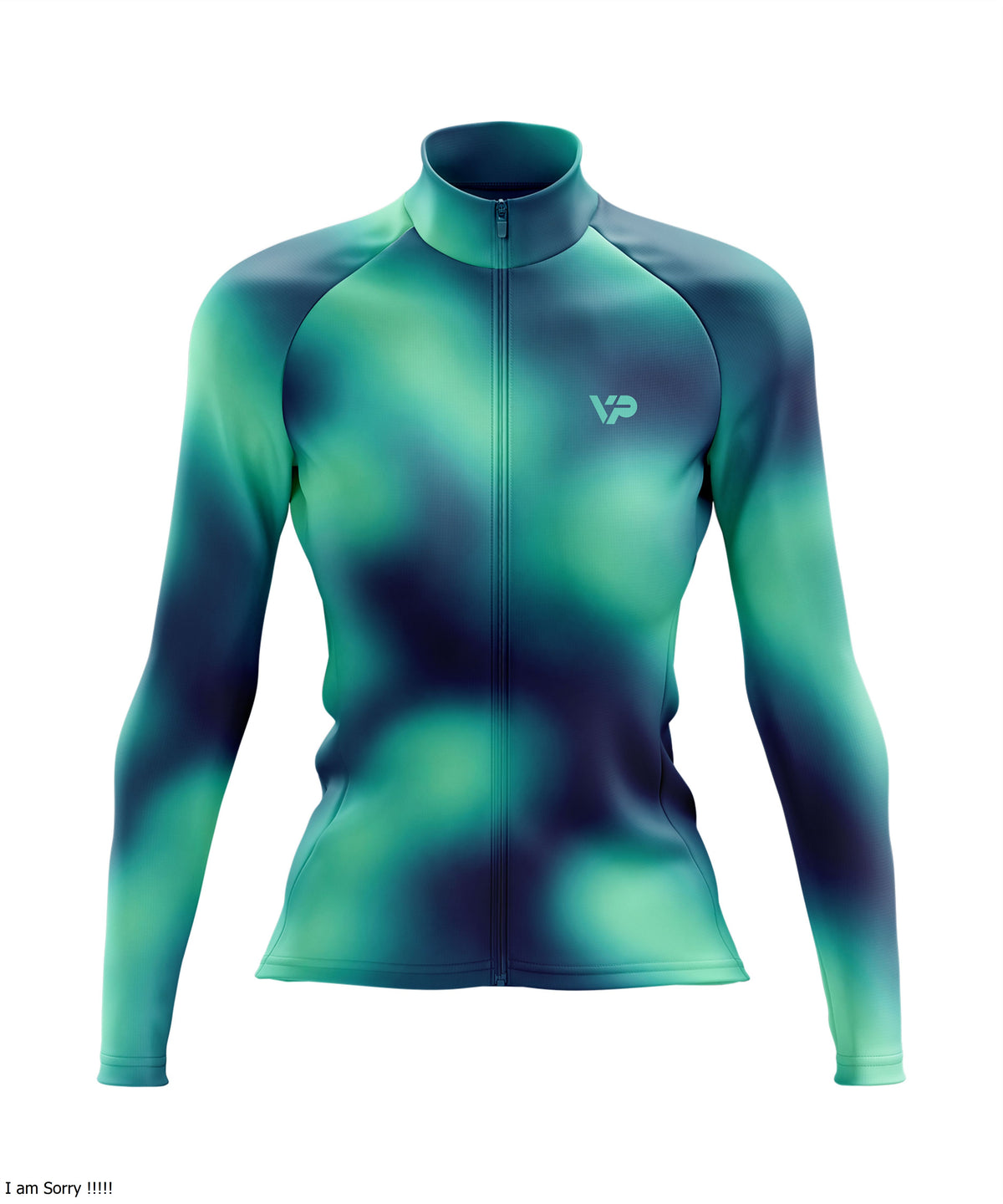 Women's Teal Gradient Long Sleeve Cycling Jersey