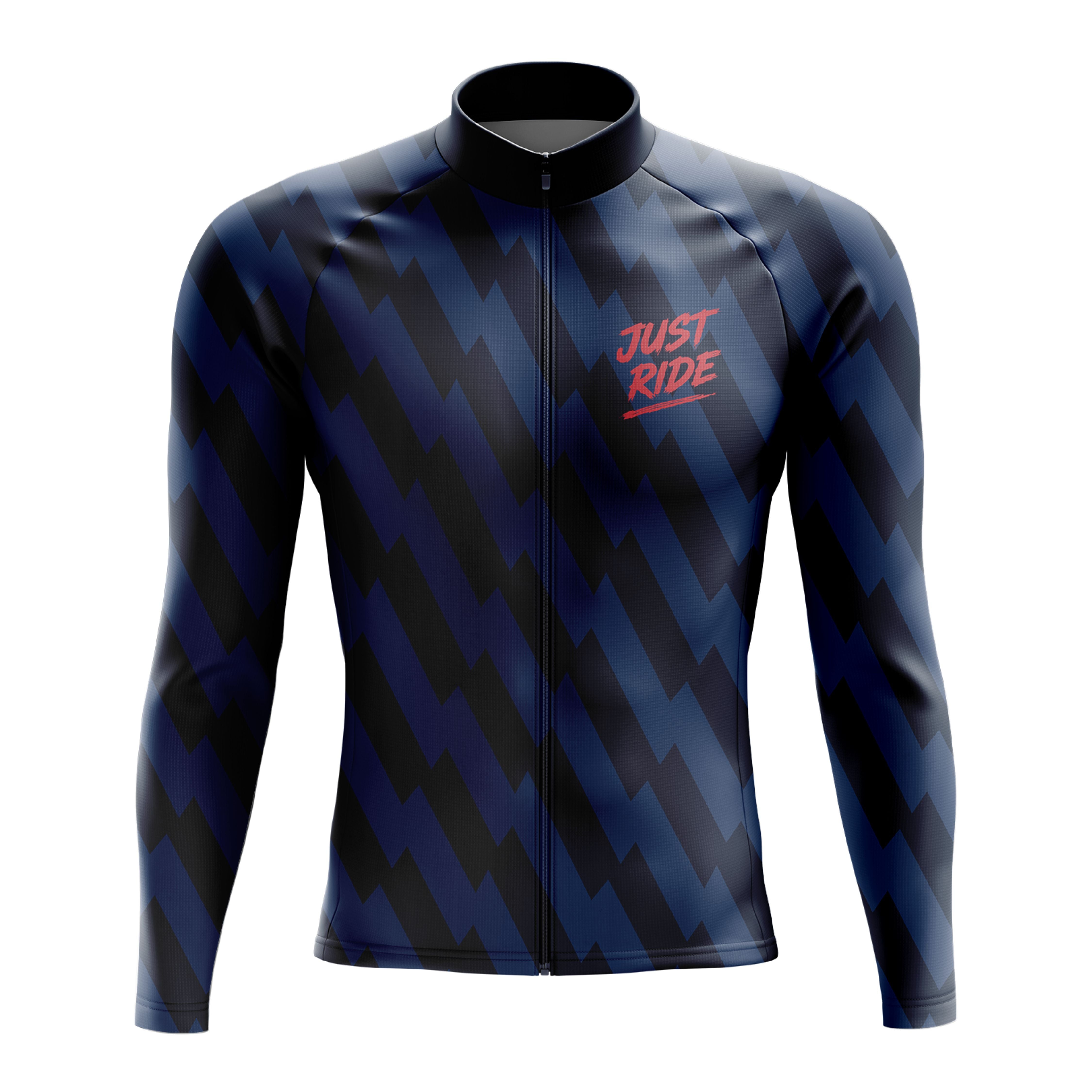 Blue Just Ride Long Sleeve Cycling Jersey