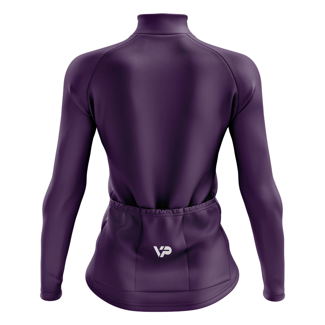 Women's Dark Purple Long Sleeve Cycling Jersey