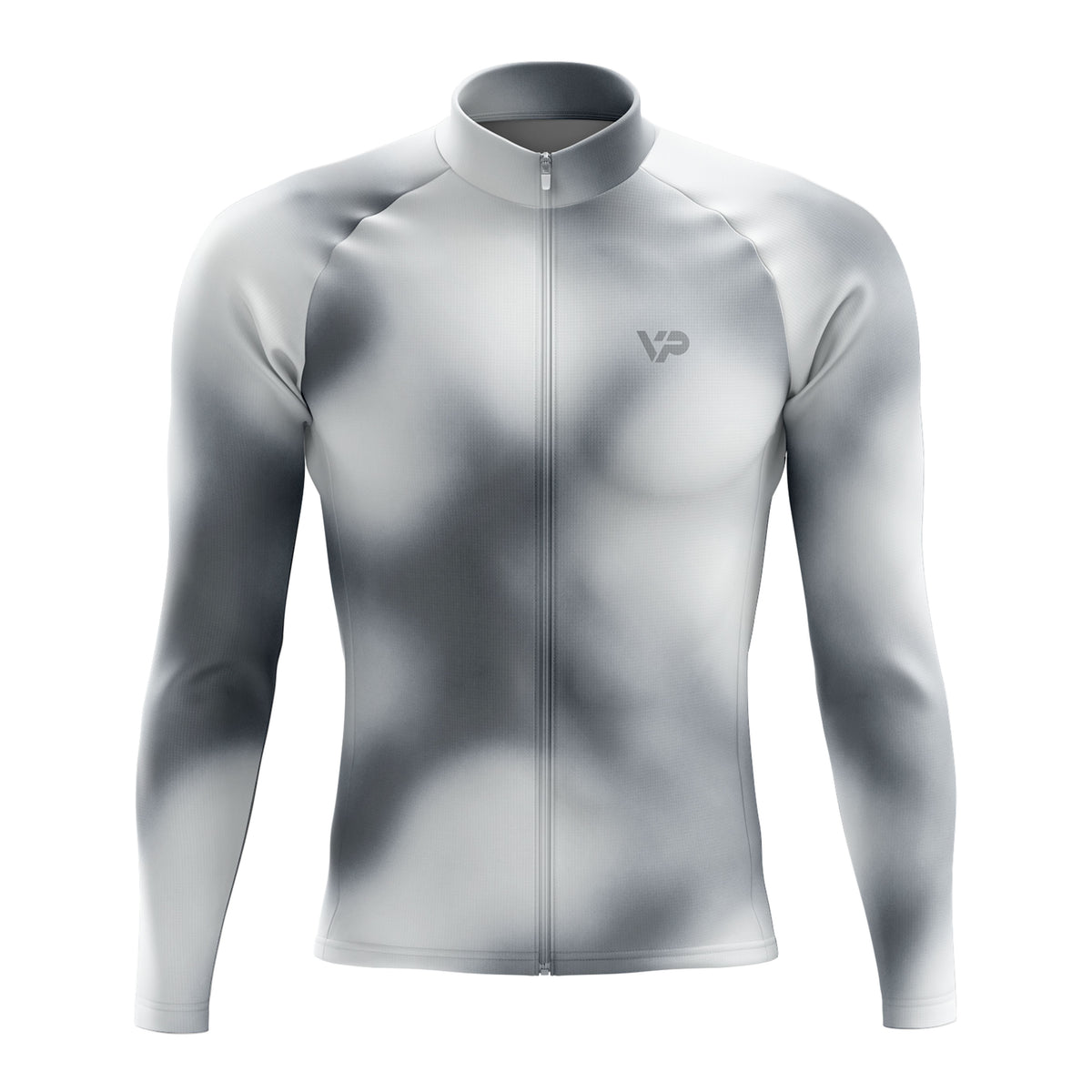 Grey Gradient Long Sleeve Cycling Jersey