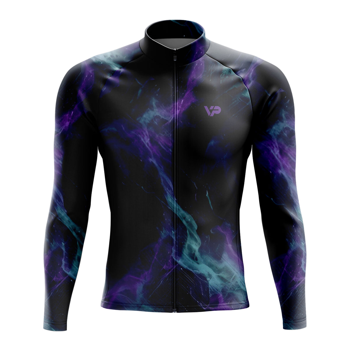 Schwarzes Langarm -Radsporttrikot